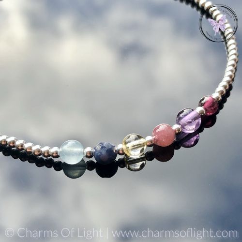 Family Birthstone Silver Bead Bracelet